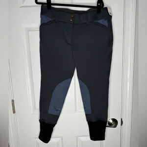 TUFFRIDERS NWT Unifleece Front Zip Breeches Charcoal Size 32 Ladies Equestrian